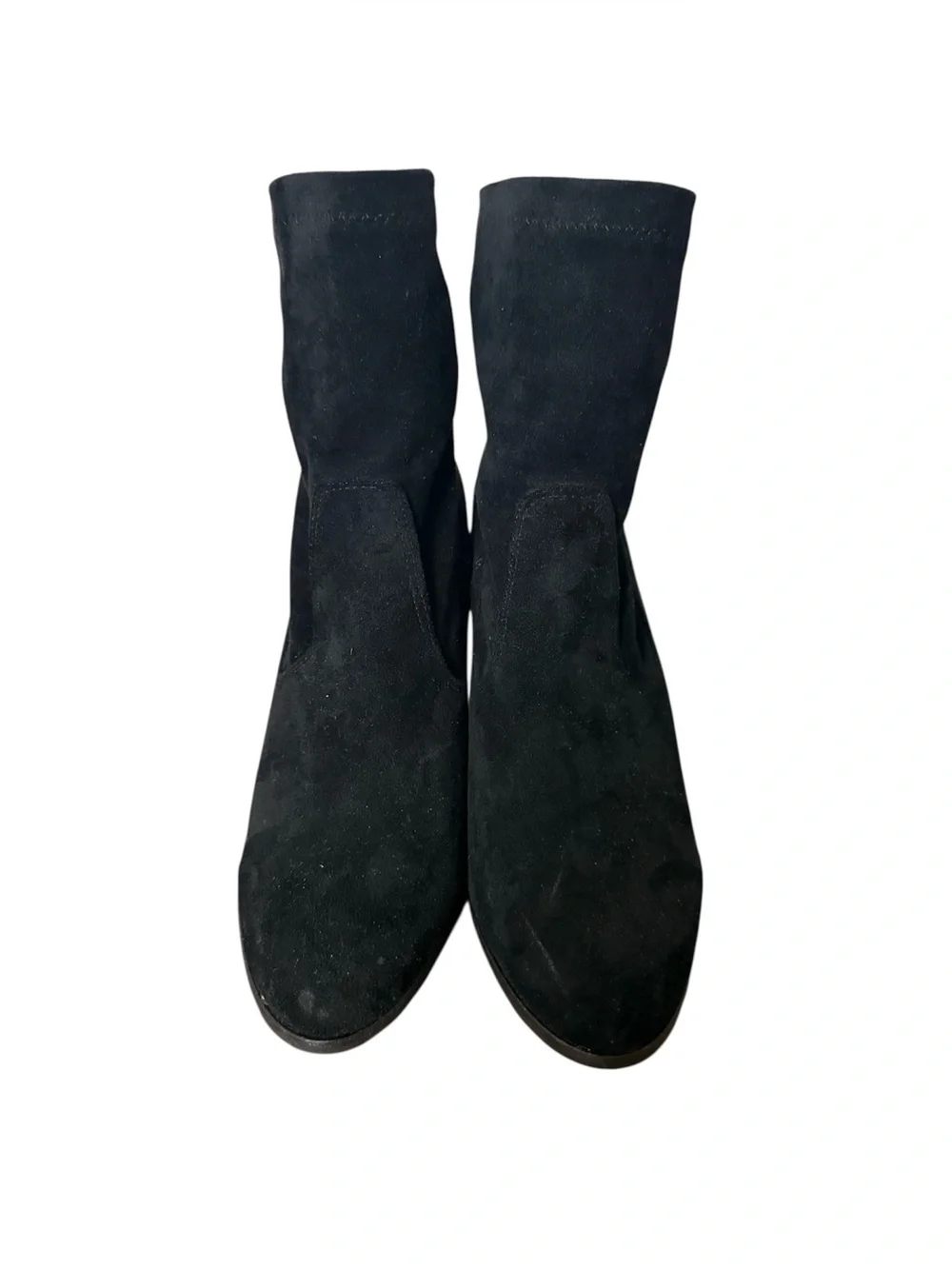 DOLCE VITA Shanda Stretch Shaft Black Suede Block Heel Ankle Boots